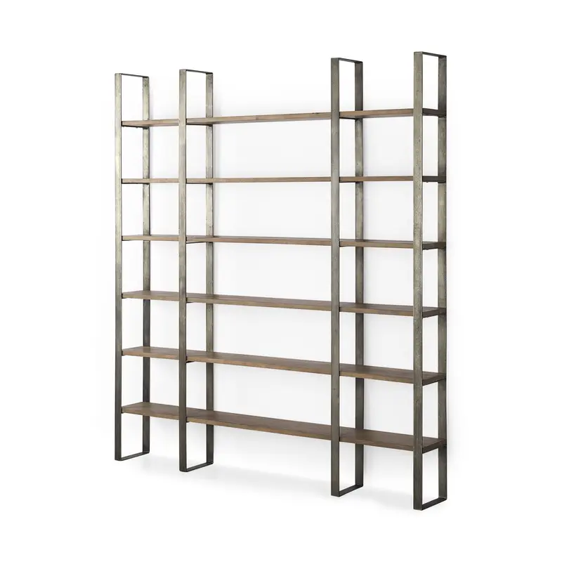 Silver Iron Framed Wooden Shelving Unit By Homeroots