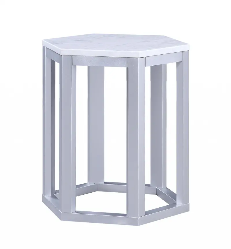 Silver Marble Wood 2Pc Pk End Table By Homeroots