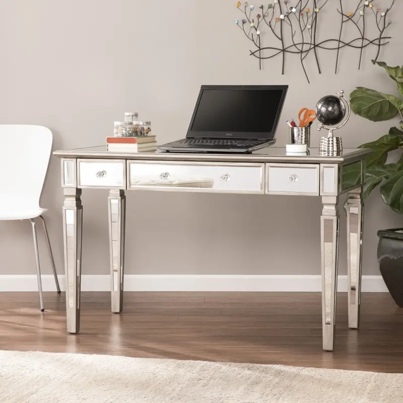 Silver Matte Mirrored Writing Desk By Homeroots