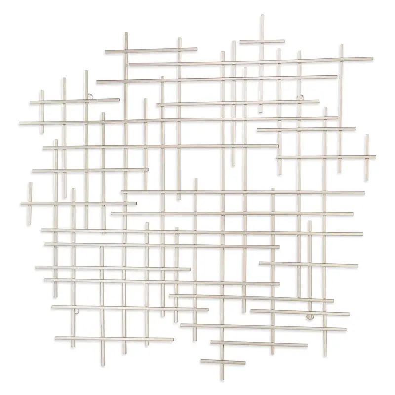 Silver Metal Abstract Lines Hanging Dimensional Sculpture By Homeroots