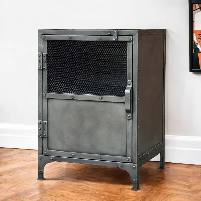Silver Metal Accent Cabinet With Two Shelves By Homeroots