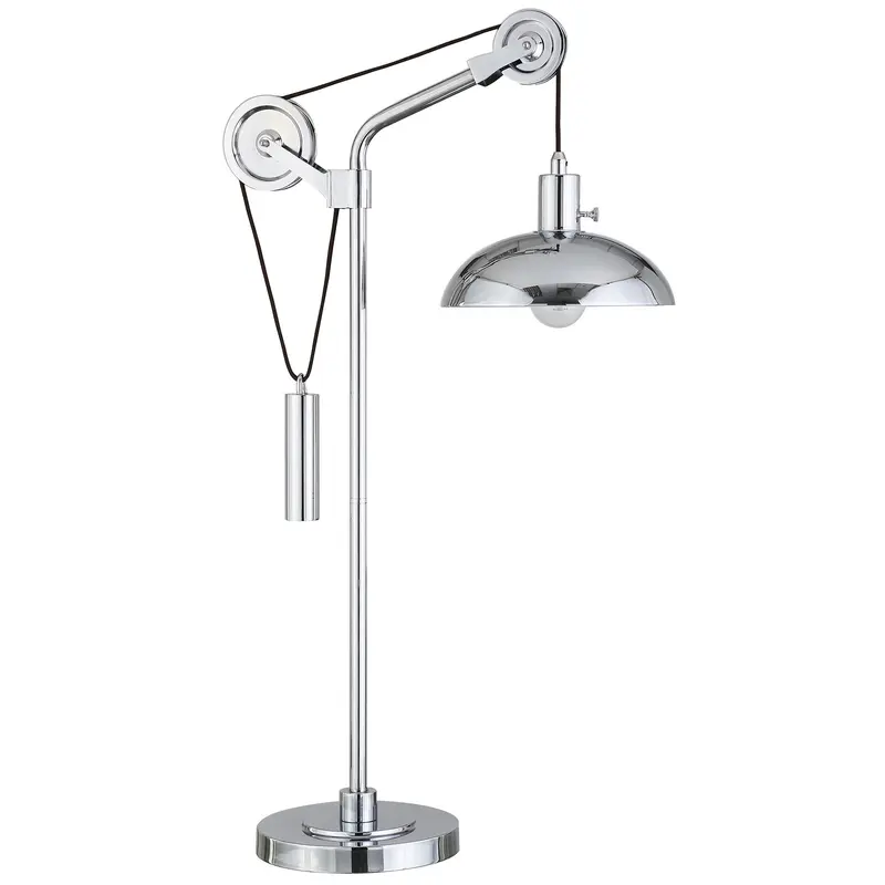 Silver Metal Adjustable Desk Table Lamp With Nickel Dome Shade By Homeroots