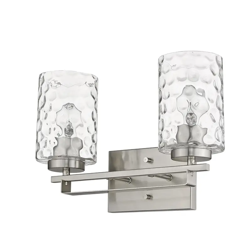 Silver Metal and Pebbled Glass Two Light Wall Sconce By Homeroots