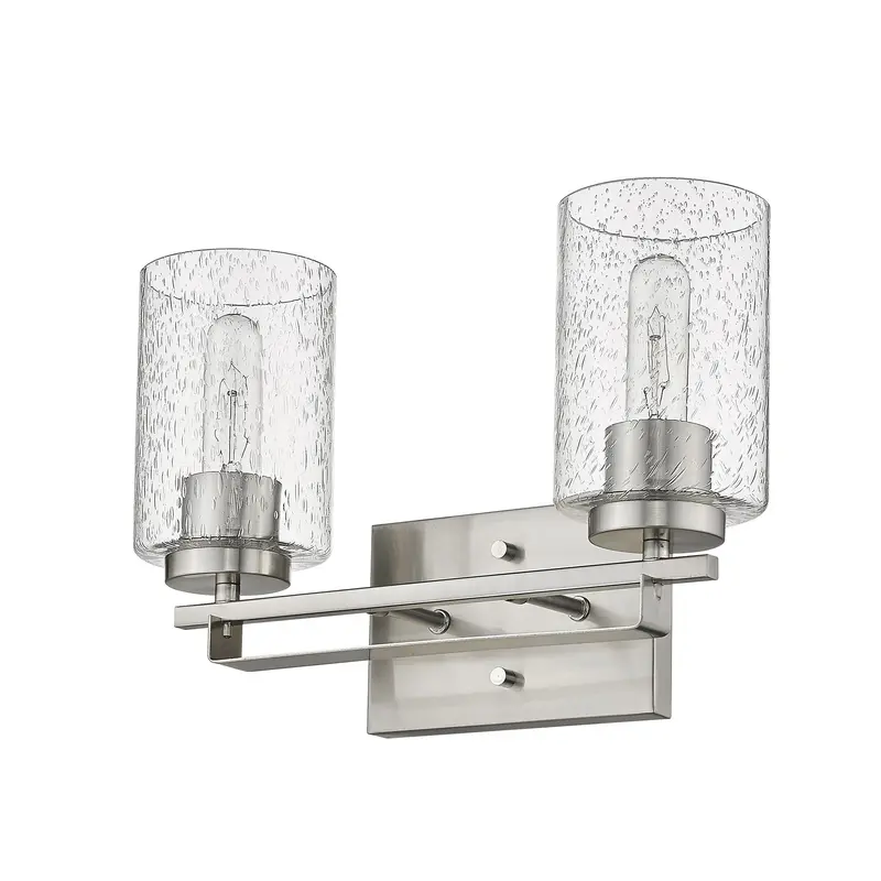Silver Metal and Textured Glass Two Light Wall Sconce By Homeroots