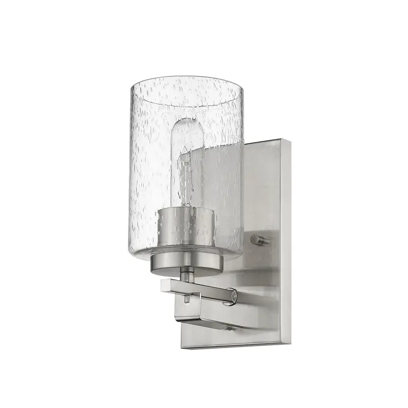 Silver Metal and Textured Glass Wall Sconce By Homeroots