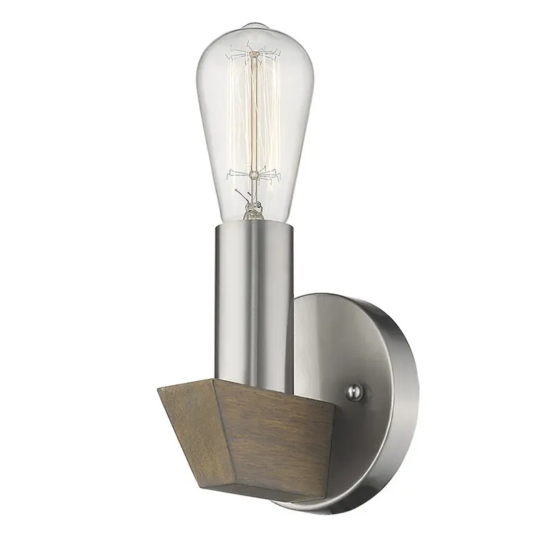 Silver Metal and Wood Wall Sconce By Homeroots
