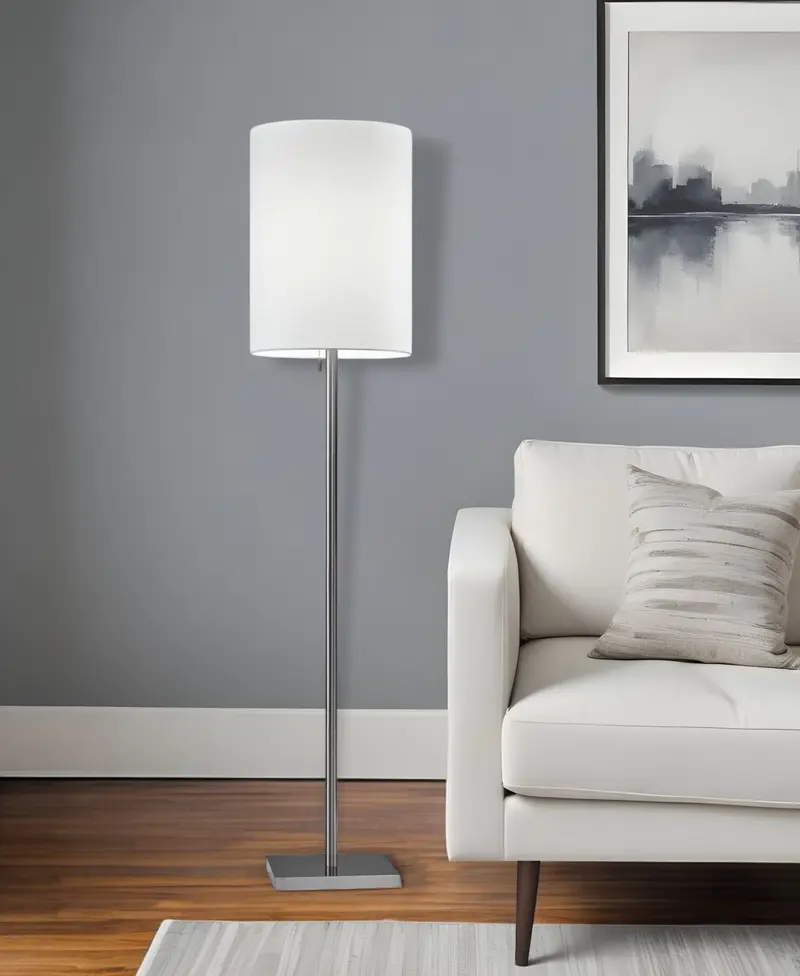 Silver Metal Floor Lamp With Fabric Shade By Homeroots