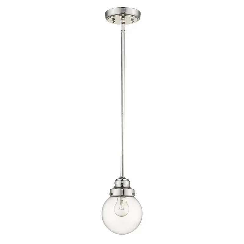 Silver Metal Hanging with Round Clear Glass Shade By Homeroots