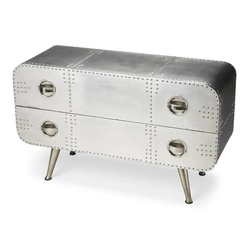 Silver Metal Two Drawer Chest By Homeroots