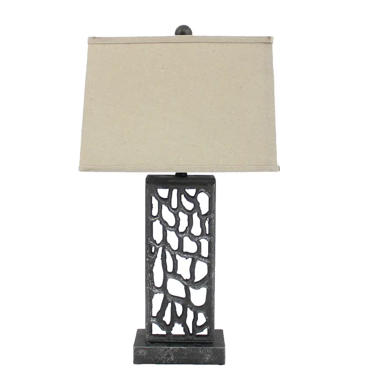 Silver Metal With Multi Mini Grotto Pattern - Table Lamp By Homeroots