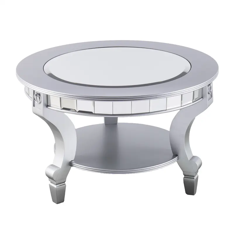 Silver Mirrored And Metal Round Mirrored Coffee Table By Homeroots