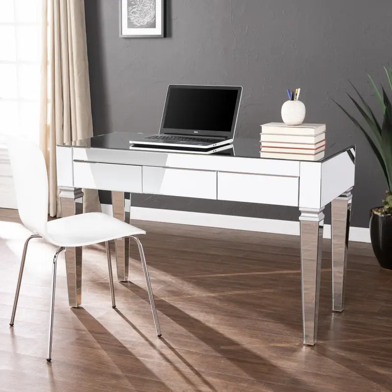 Silver Mirrored Glam Desk By Homeroots