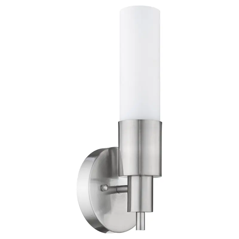 Silver Narrow Wall Light with Frosted Glass Shade By Homeroots