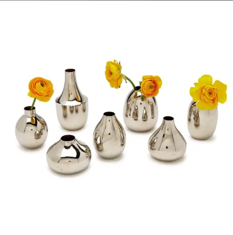 Silver-Plated Nickel Vases Set Of 21 By Tozai Home