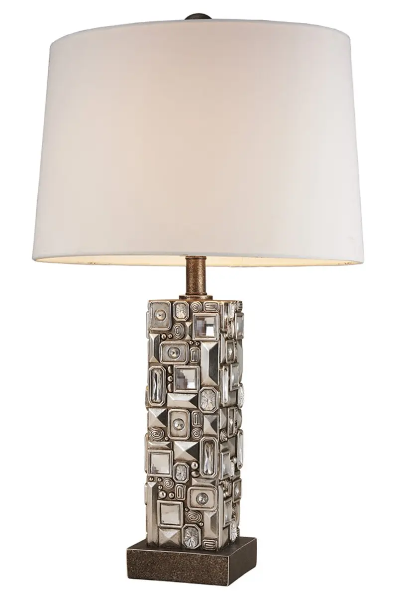 Silver Table Lamp with Abstract Mirror Design By Homeroots