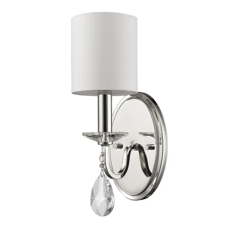 Silver Three Light Wall Sconce with White Fabric Shade By Homeroots