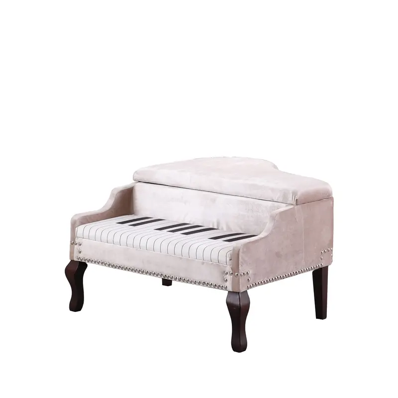 Silver Velour Baby Grand Piano Storage Bench By Homeroots