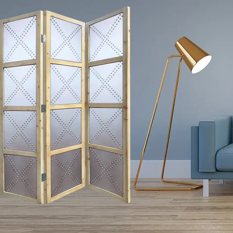 Silver Wood 3 Panles Screen By Homeroots
