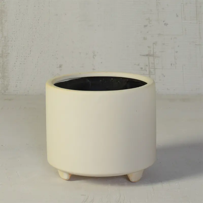Simon Footed Planter, Ceramic, White - Large - Matte White Set Of 2 By HomArt