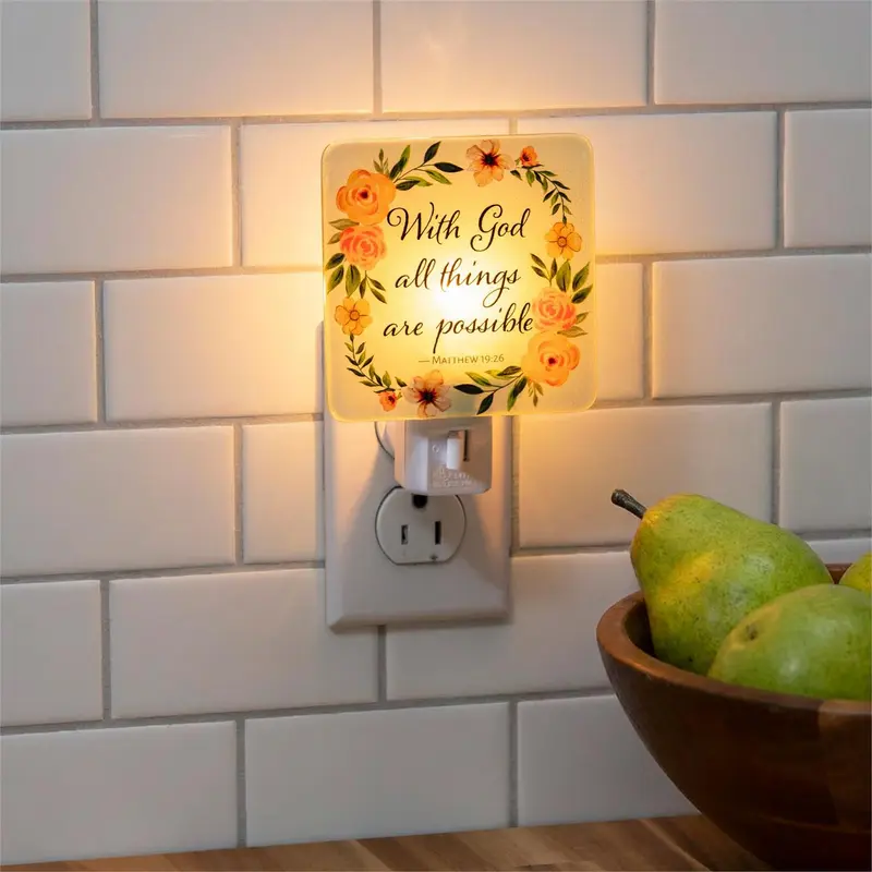 Simple Blessings Nightlight Glass, With God all things are possible, Window Box