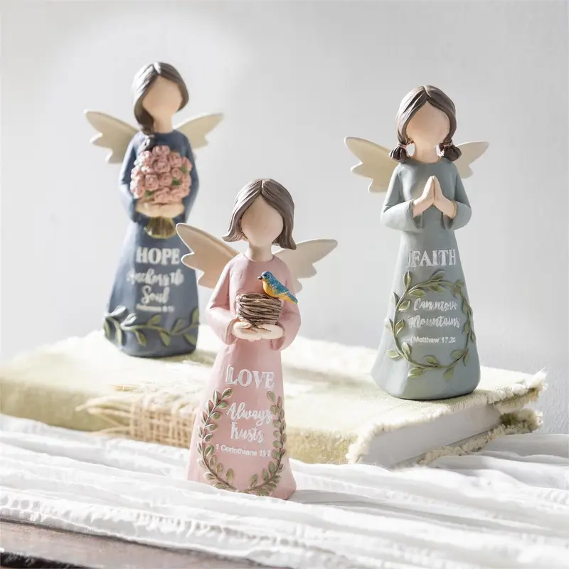 Simple Blessings Resin Angel Table Decor, Faith/Hope/Love, Asst of 3, 6"H
