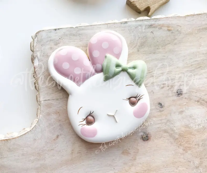 Simple Bunny Face with Bow - Cookie Cutter