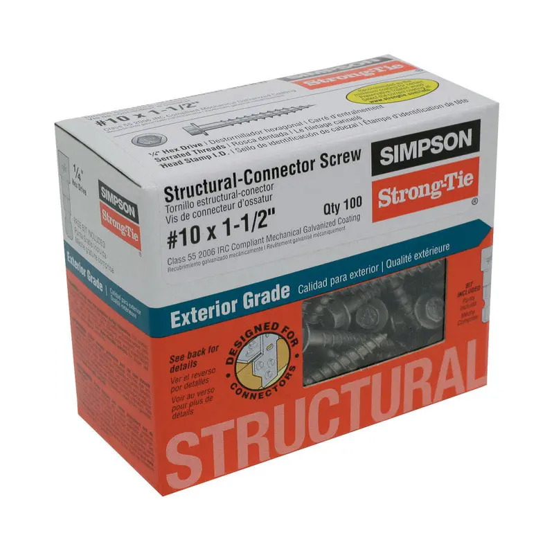 Simpson Strong-Tie Strong-Drive No. 10 Sizes X 1-1/2 in. L Star Hex Head Serrated Structural Screws - Deal of The Week