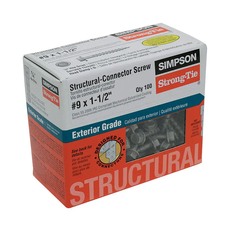 Simpson Strong-Tie Strong-Drive No. 9 Sizes X 1-1/2 in. L Star Hex Head Coarse Structural Screws - Deal of The Week