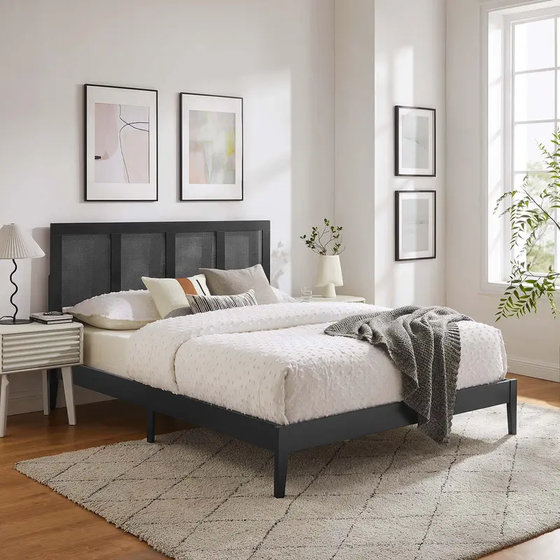 Sirocco Rattan and Wood King Platform Bed By Modway - MOD-7155