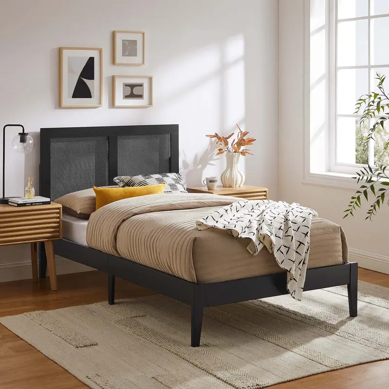 Sirocco Rattan and Wood Twin Platform Bed By Modway - MOD-7152