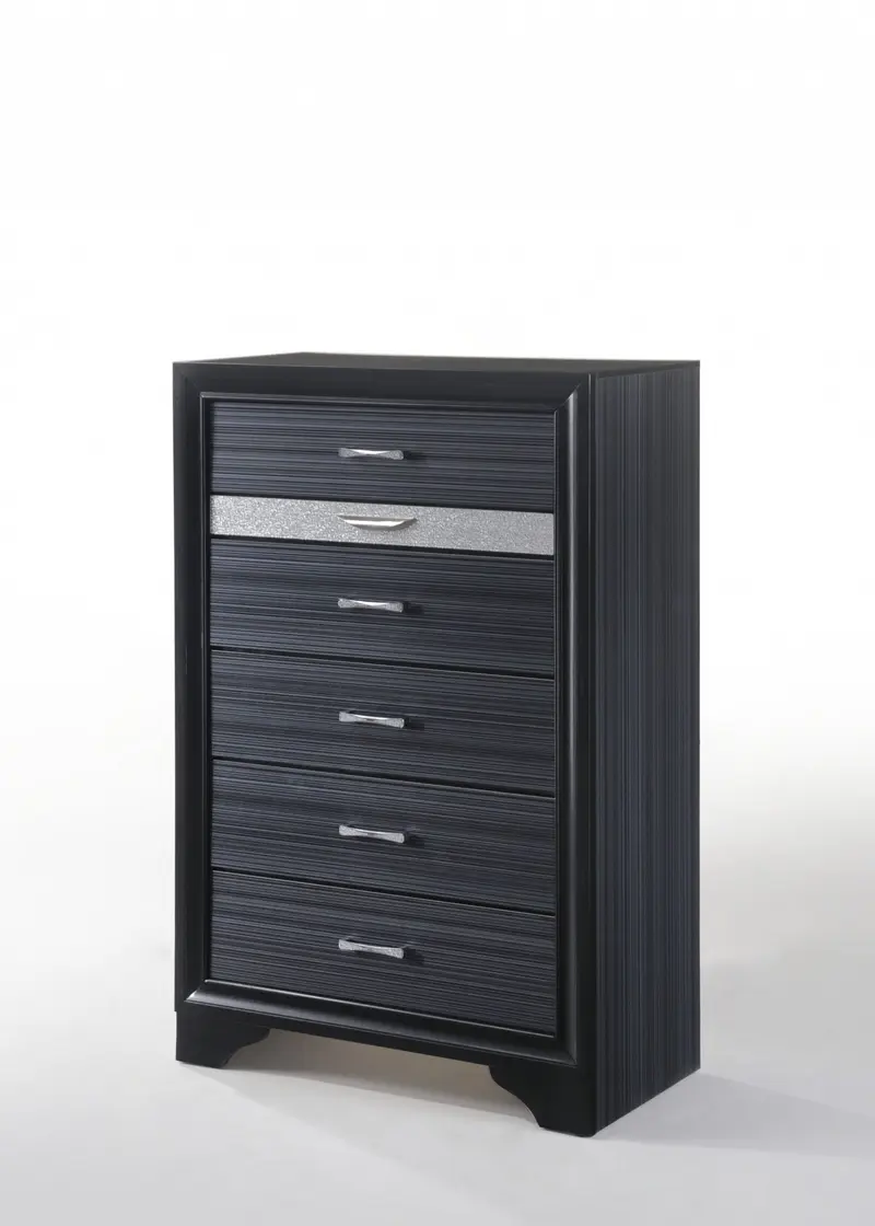 Sleek 51' Black 6 Drawer Chest Dresser By Homeroots