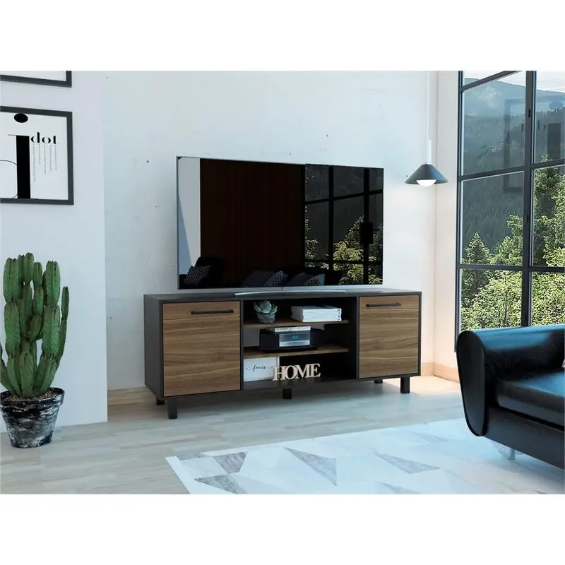 Sleek and Stylish Carbon Espresso Television Stand By Homeroots