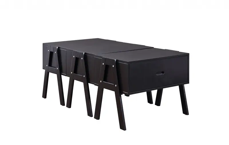 Sleek Black Rectangular Convertible Coffee Table By Homeroots