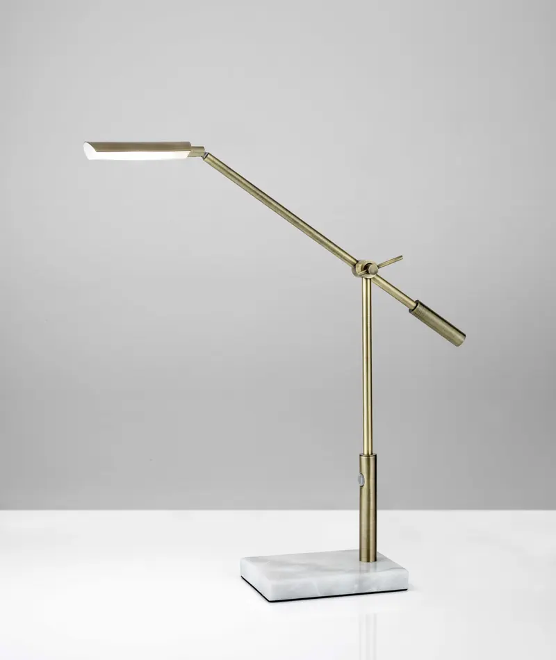 Sleek Brass Metal Adjustable and Dimmable LED Desk Lamp By Homeroots