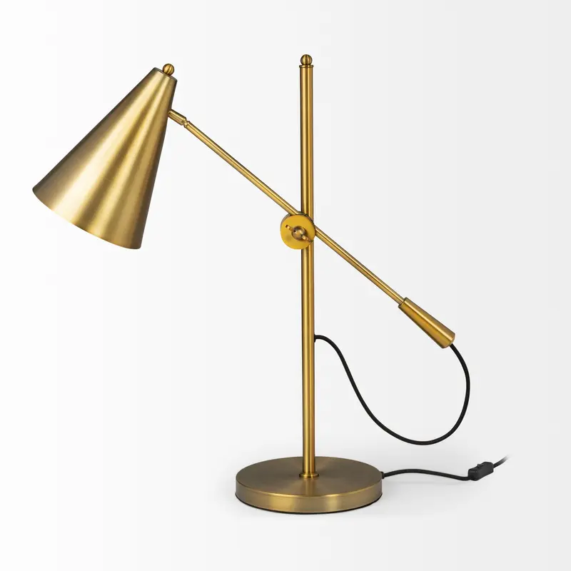 Sleek Golden Cone Adjustable Table or Desk Lamp By Homeroots