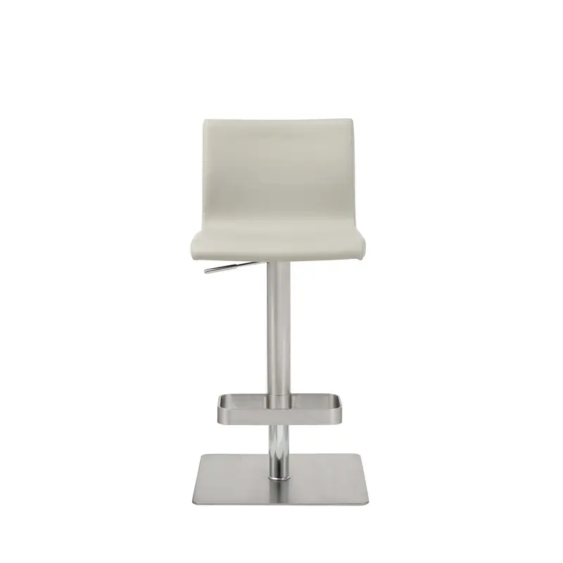 Sleek Light Gray Faux Leather Adjustable Bar Stool By Homeroots