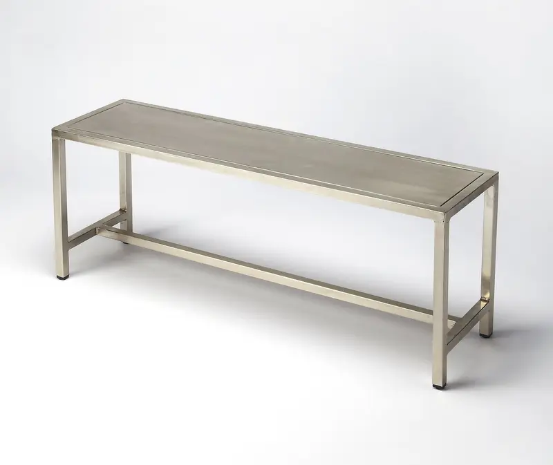 Sleek Modern Brushed Nickel Bench By Homeroots