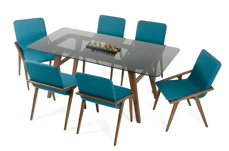 Sleek Smoke Tempered Glass Dining Table By Homeroots