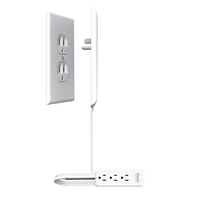 Sleek Socket 3 ft. L 3 outlets Combo Extension Cord White