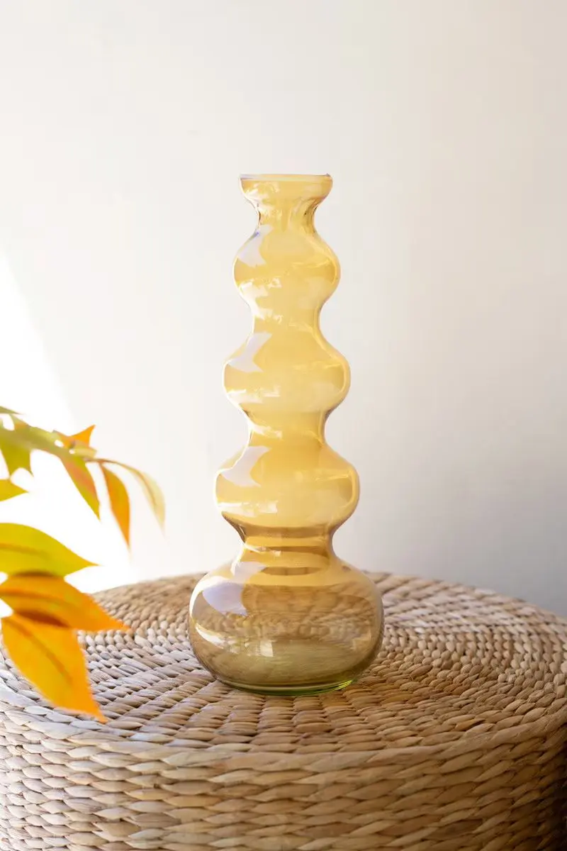 Small Glass Bubble Vase - Amber By Kalalou