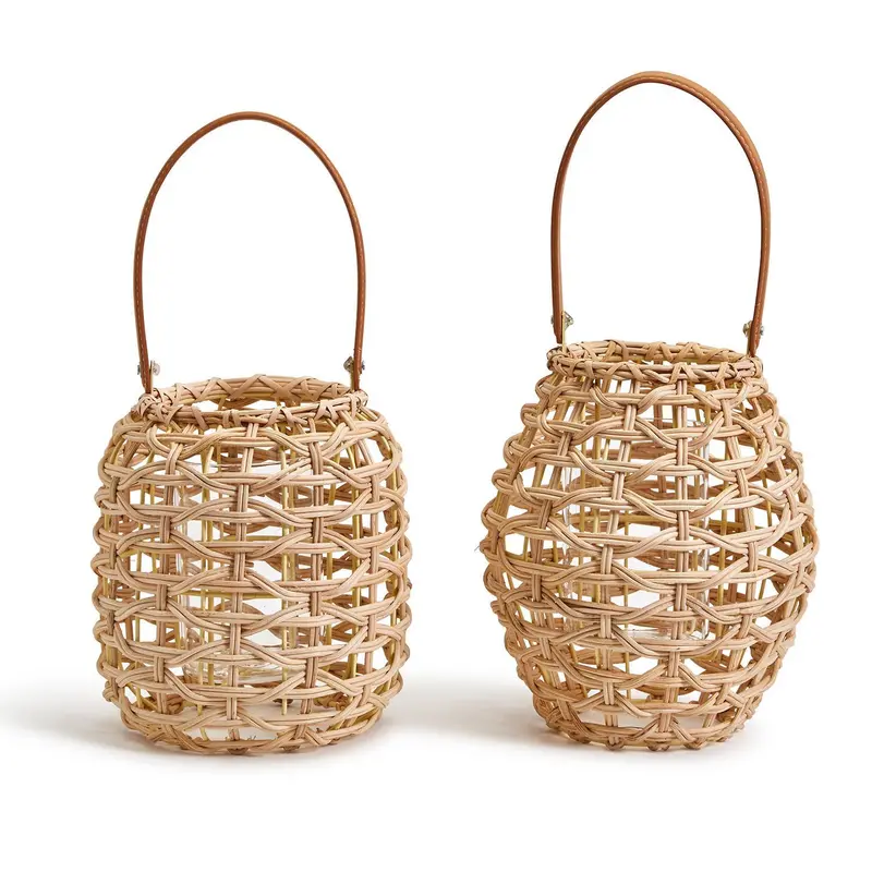 Small Rattan Lantern Asst 2 Shapes Set Of 12 By Two's Company