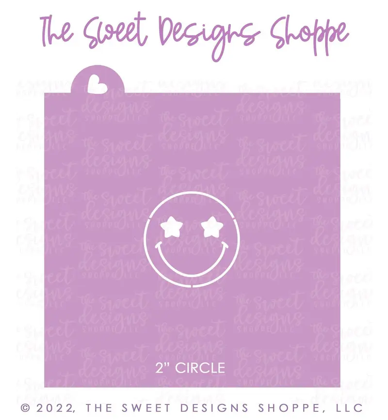 Smiley Face with Star Eyes - (Set of 2 Sizes) - Stencils