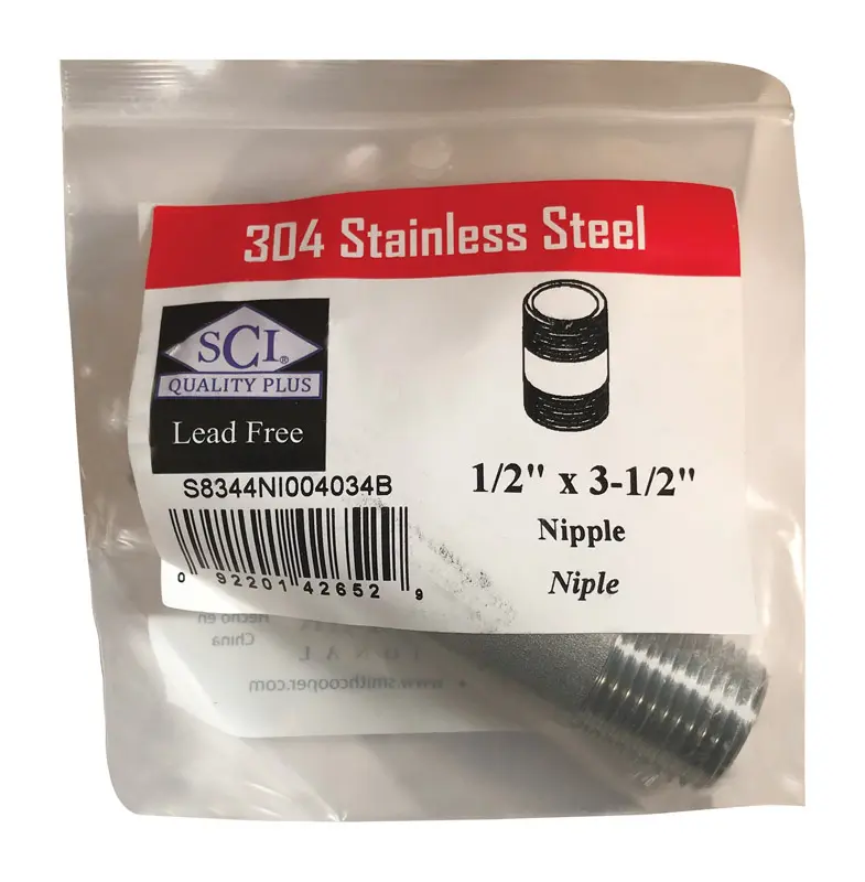 Smith-Cooper 1/2 in. MPT Stainless Steel 3-1/2 in. L Nipple - Deal of The Week