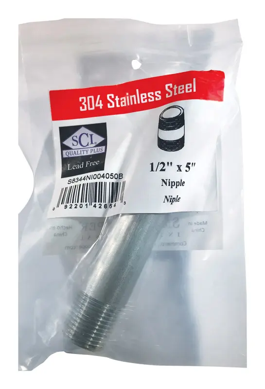 Smith-Cooper 1/2 in. MPT Stainless Steel 5 in. L Nipple - Deal of The Week