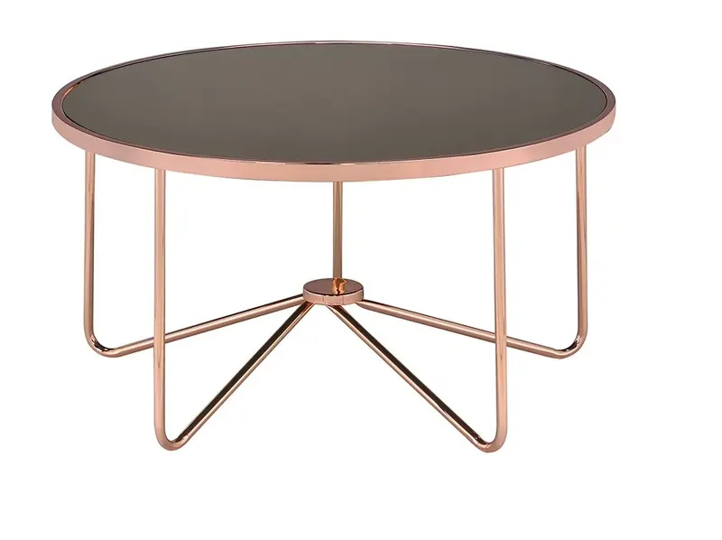 Smoky Glass And Rose Gold Coffee Table By Homeroots