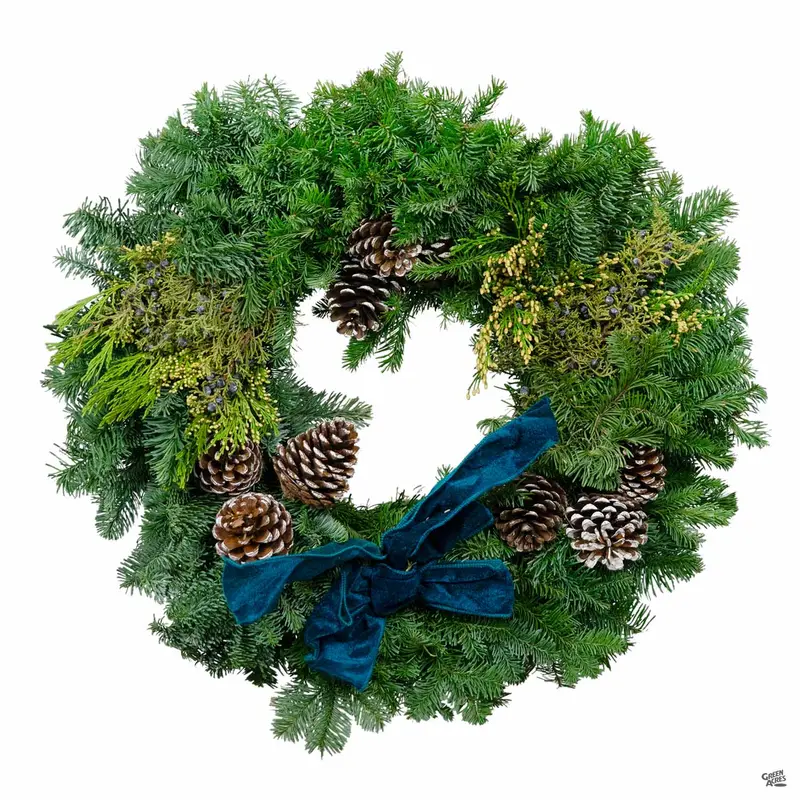 Snow Traditional Mixed Noble Fir Wreath 24"