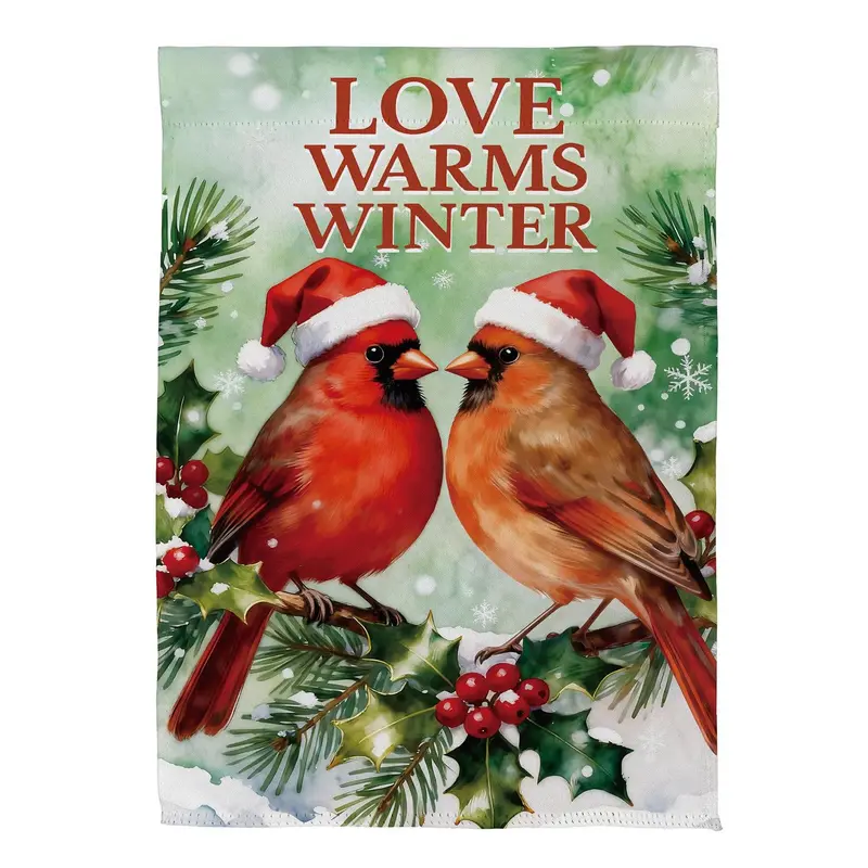 Snowbirds Love Warms Winter Suede Flag House