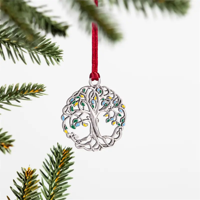 Snowbirds Ornament Solid Pewter Tree of Life, 2.25"