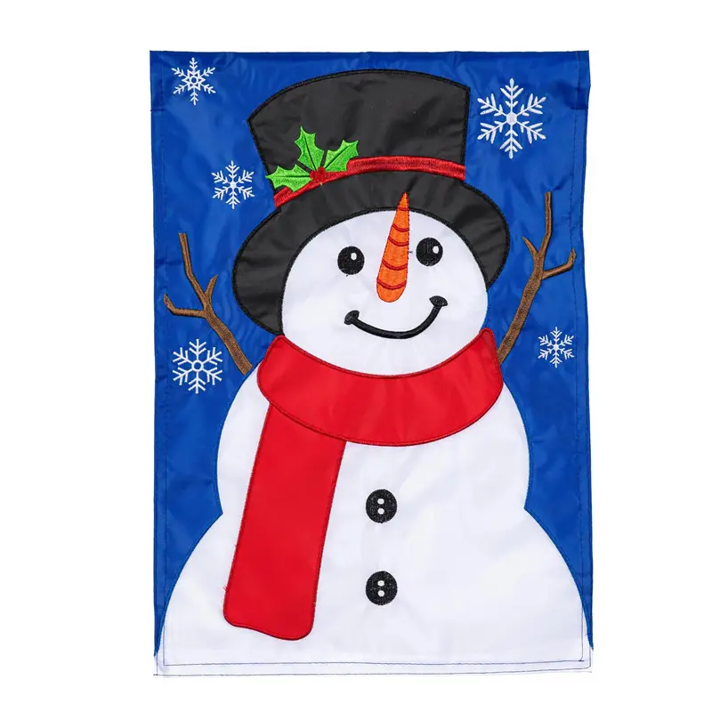 Snowman Welcome Basic Applique Garden Flag