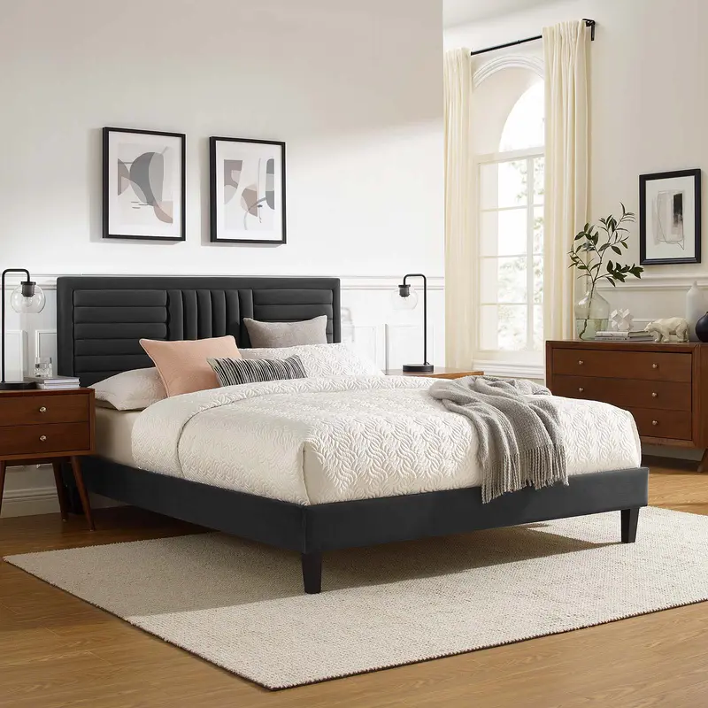 Sofia Channel Tufted Performance Velvet King Platform Bed By Modway - MOD-7011